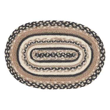 Sawyer Mill Charcoal Creme Jute Braided Oval Placemat 10